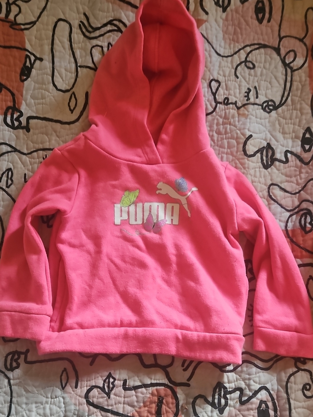 Puma Girls Bright Pink Hooded Sweatshirt with Logo